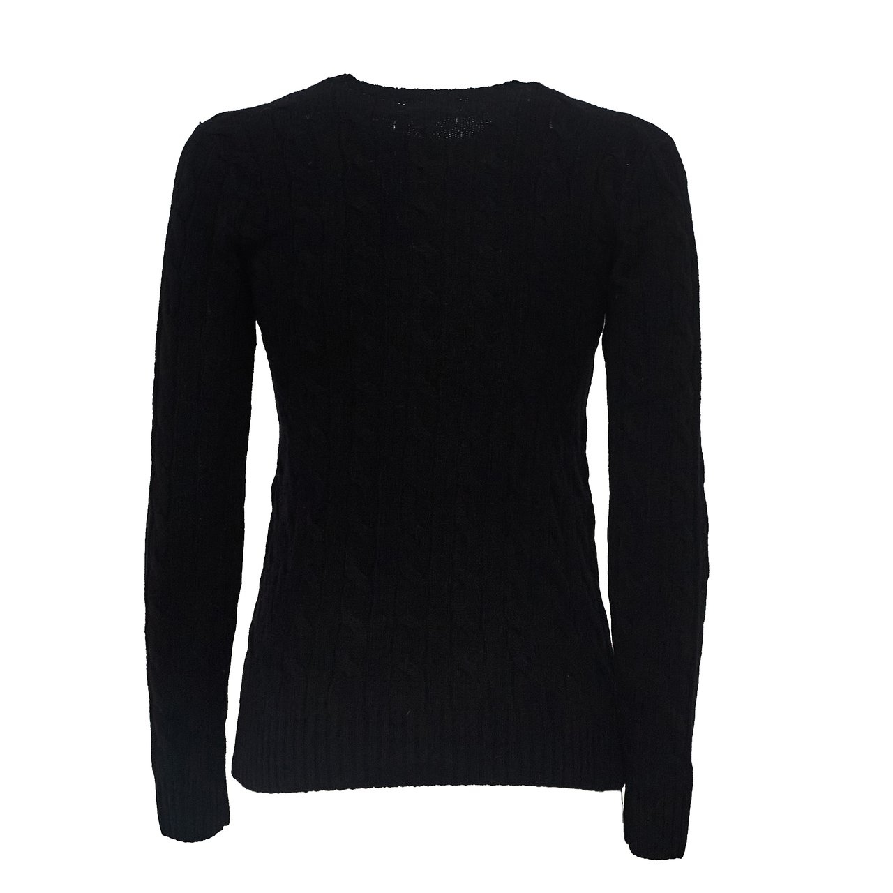 Ralph Lauren Cable Knit Crewneck Pullover With Embroidered Logo Zwart