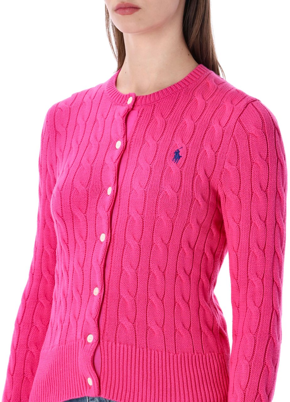 Ralph Lauren Classic Cardigan Cable Accent Pink Roze