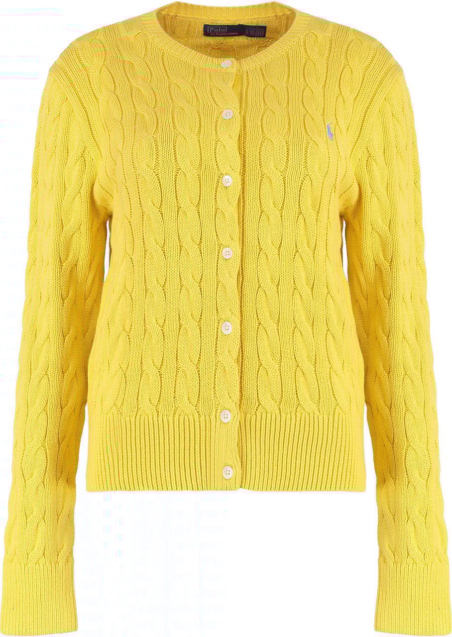 Ralph Lauren Cardigan with cable knit in cotton Geel