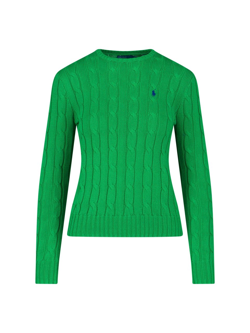 Ralph Lauren Green Cable Knit Crewneck Sweater Groen