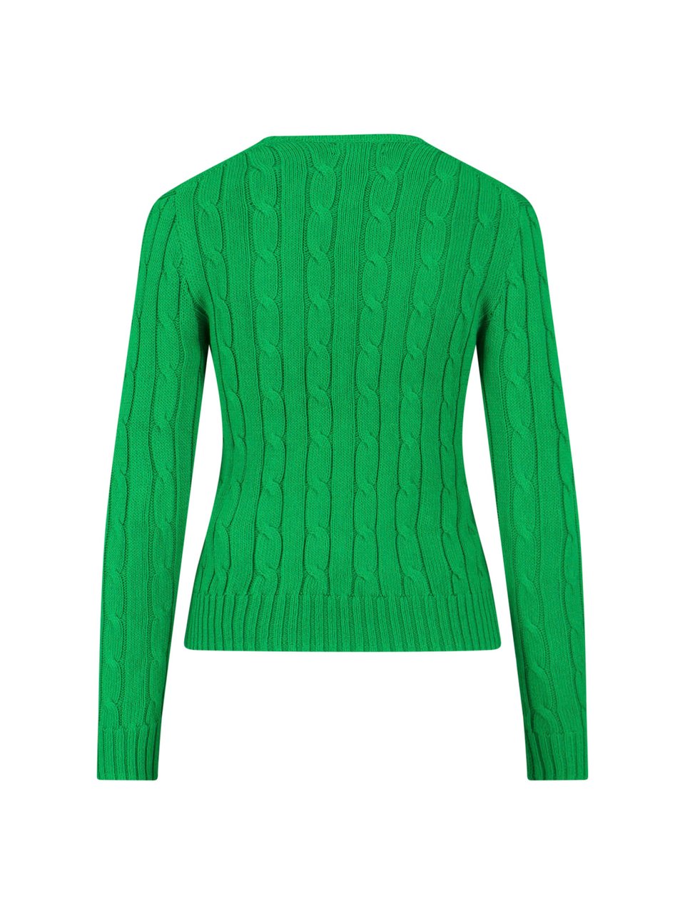 Ralph Lauren Green Cable Knit Crewneck Sweater Groen