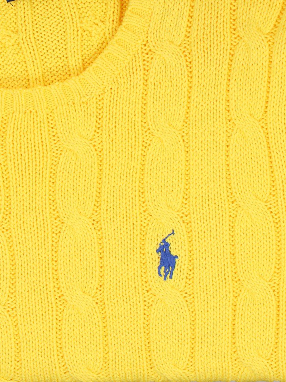 Ralph Lauren Yellow Cable Knit Crewneck Sweater Geel