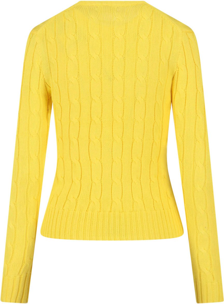 Ralph Lauren Yellow Cable Knit Crewneck Sweater Geel