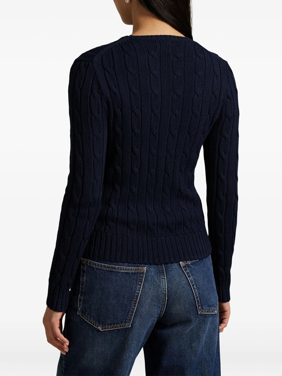 Ralph Lauren Blue Julianna Pullover Cable Knit Sweater Zwart