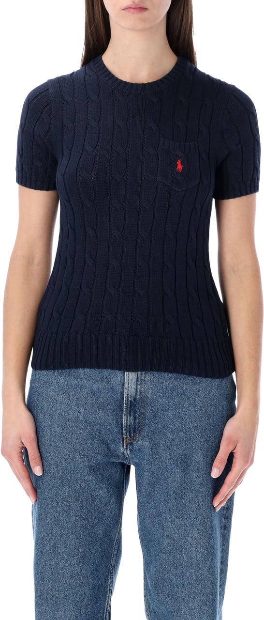 Ralph Lauren Polo Ralph Lauren cable-knit cotton short-sleeve jumper Blauw