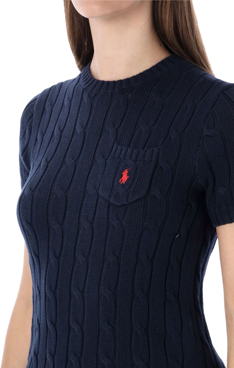 Ralph Lauren Polo Ralph Lauren cable-knit cotton short-sleeve jumper Blauw