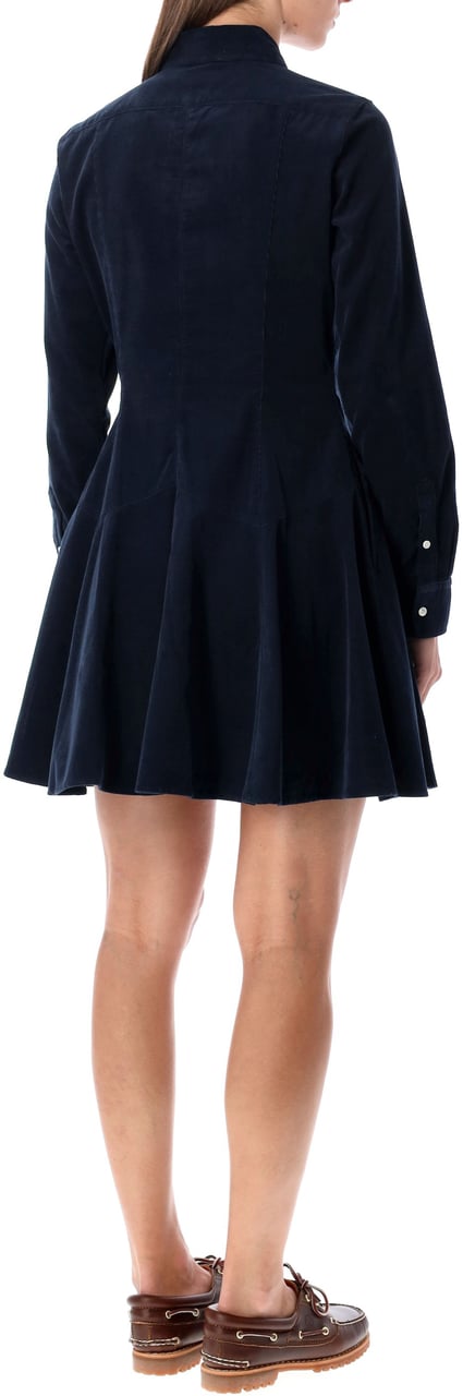 Ralph Lauren Mini Dress Velluto Blu Blauw