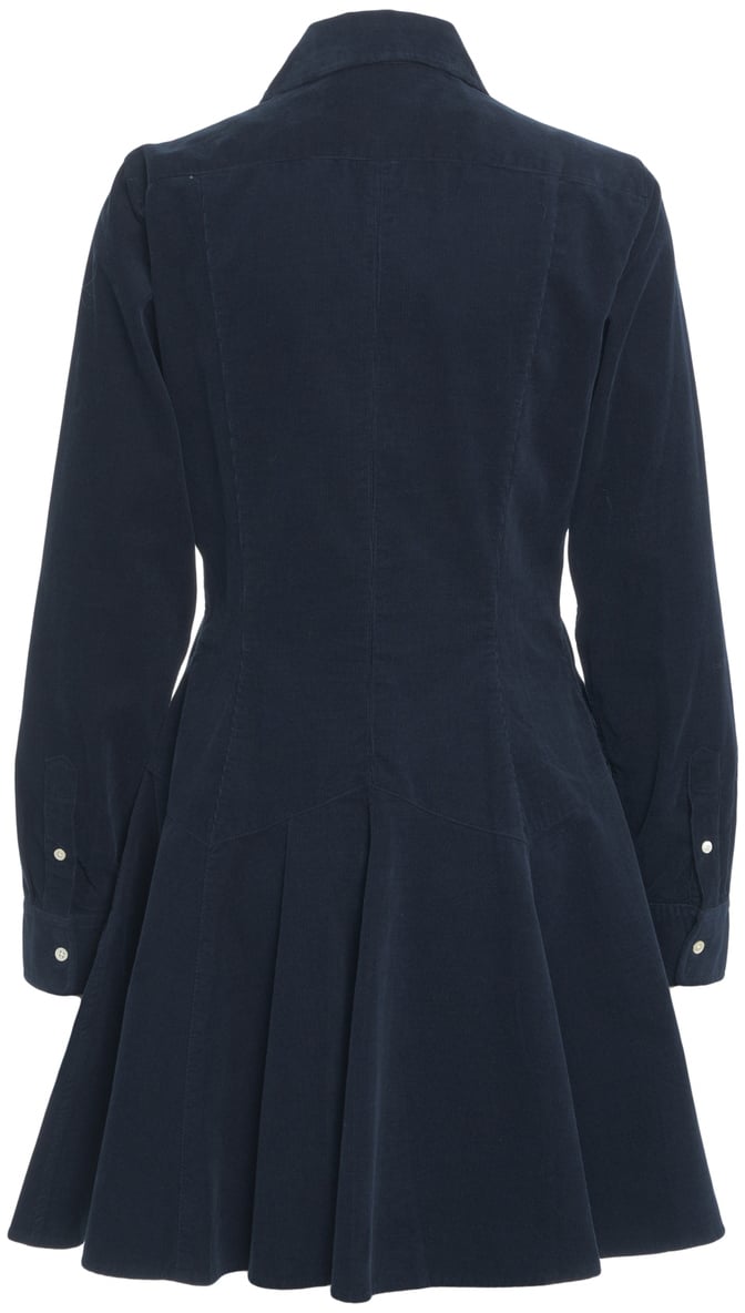 Ralph Lauren Vestito camicia in velluto a coste Blauw