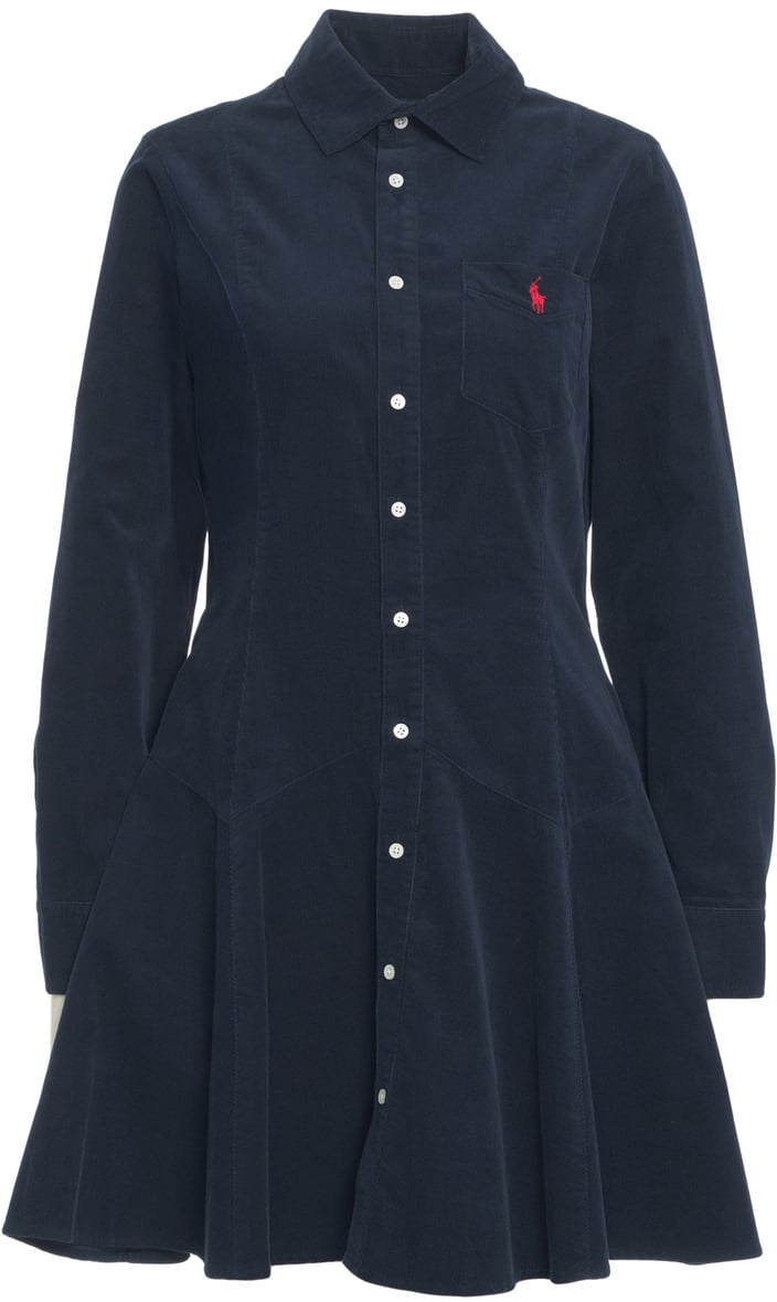 Ralph Lauren Vestito camicia in velluto a coste Blauw
