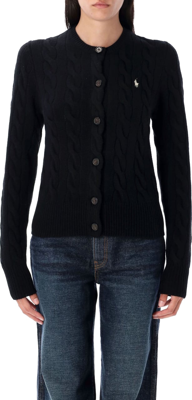 Ralph Lauren Classic Cardigan Cable Nero Zwart
