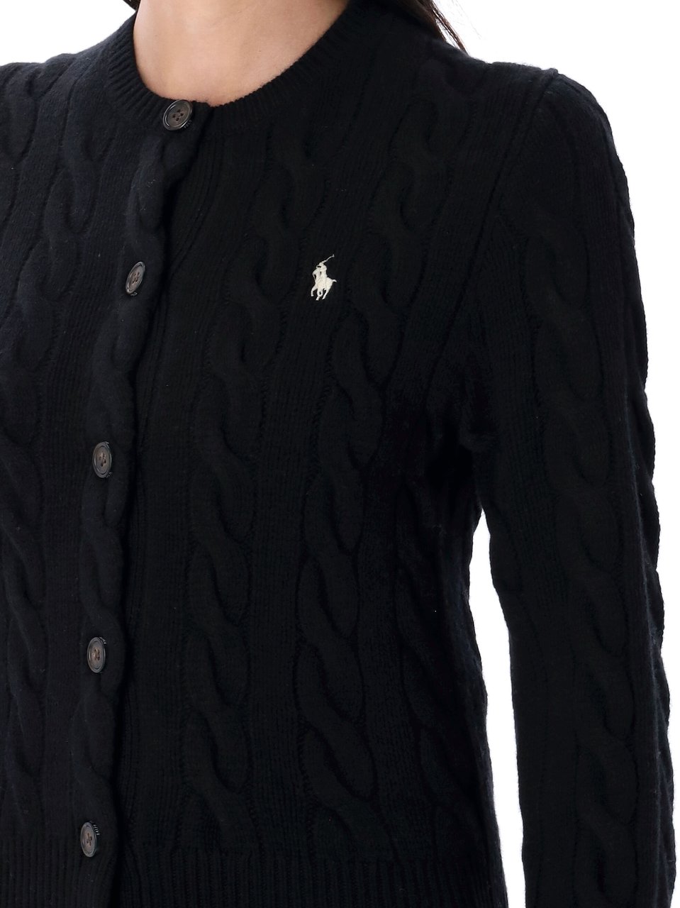 Ralph Lauren Classic Cardigan Cable Nero Zwart