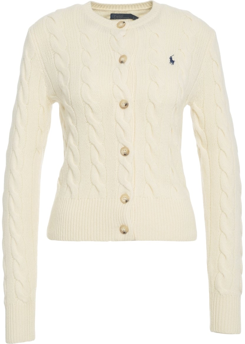Ralph Lauren Cardigan with cable knit pattern Wit