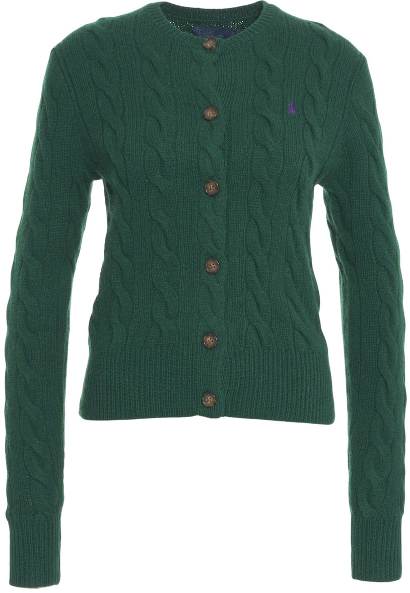 Ralph Lauren Cardigan with cable knit pattern Groen