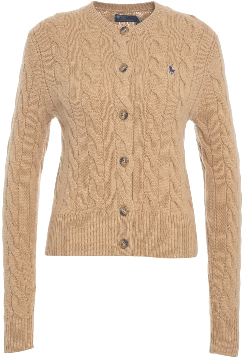 Ralph Lauren Cardigan with cable knit pattern Bruin