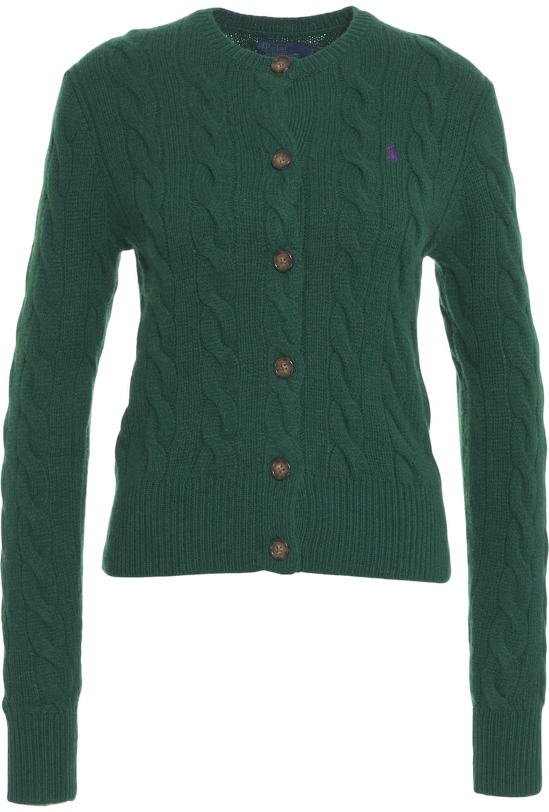 Ralph Lauren Cardigan con motivo a trecce Groen