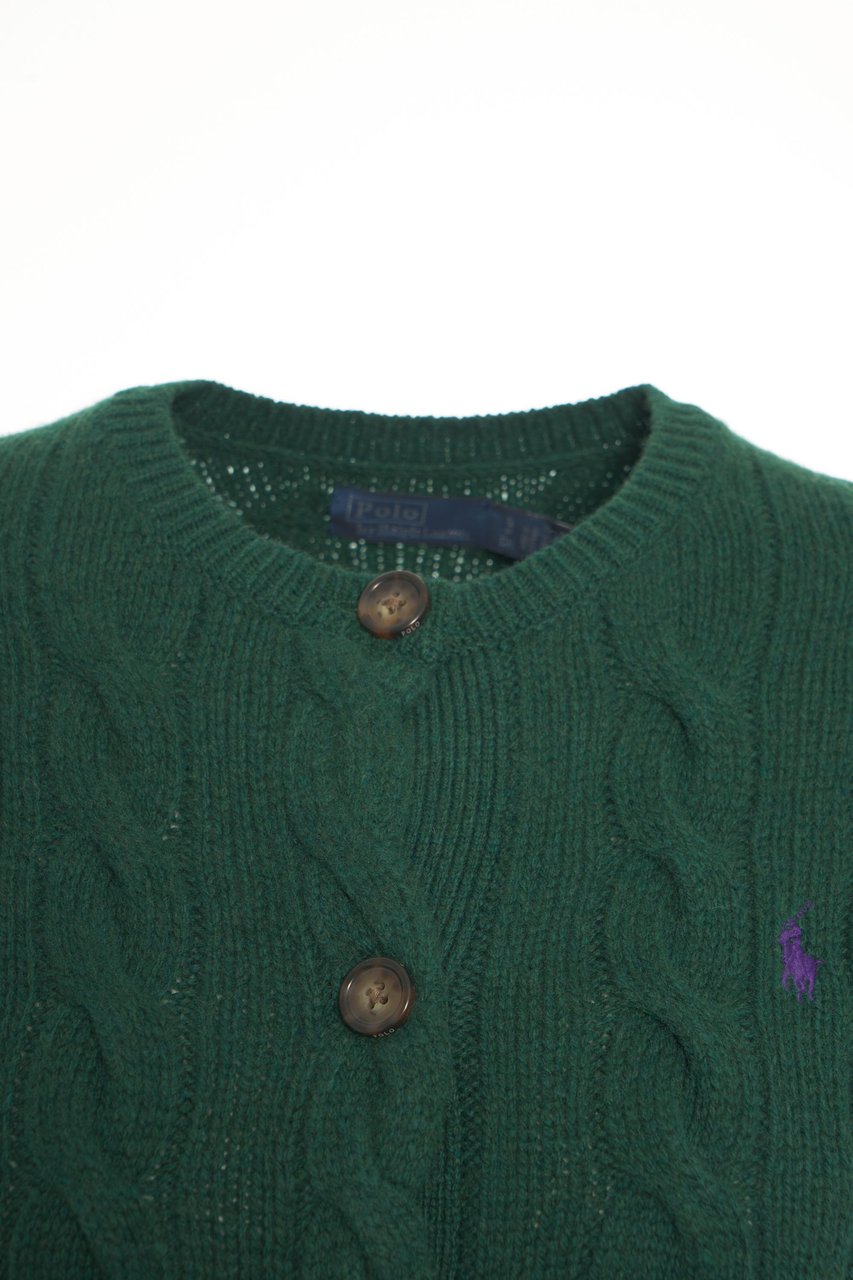 Ralph Lauren Cardigan con motivo a trecce Groen