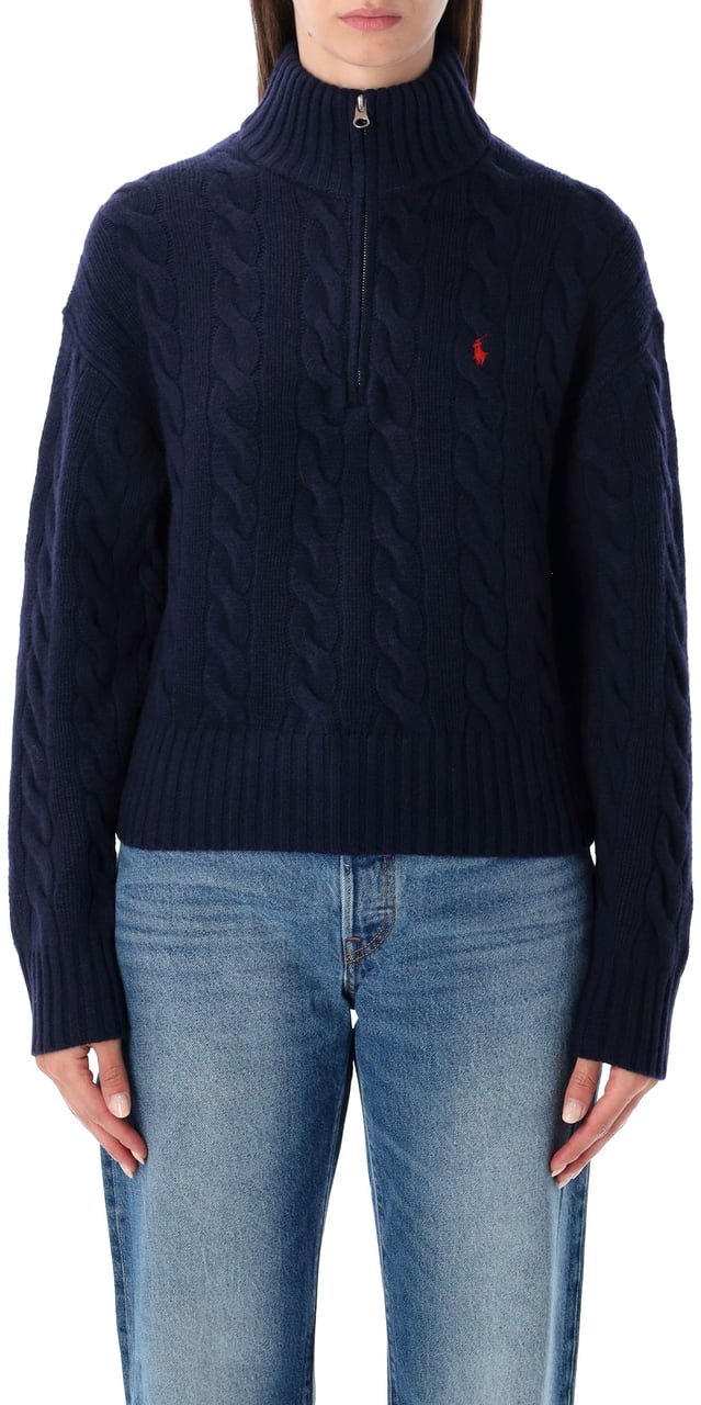 Ralph Lauren Knit Cable Half Zip Hunter Navy Blauw