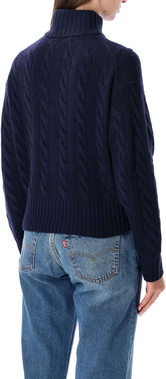 Ralph Lauren Knit Cable Half Zip Hunter Navy Blauw