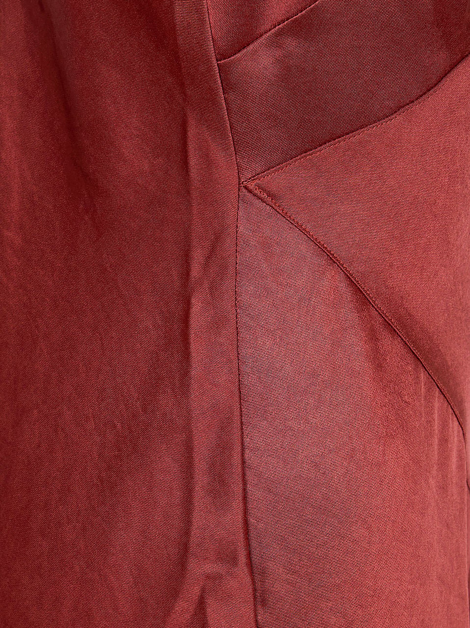 Ralph Lauren Calf-Length Satin A-Line Dress with V-Neck and Refined Finish Maroon