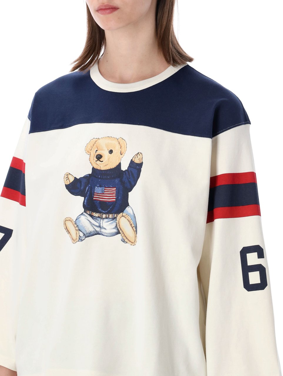 Ralph Lauren Knit-T-Shirt Warm White/Newport Navy Wit