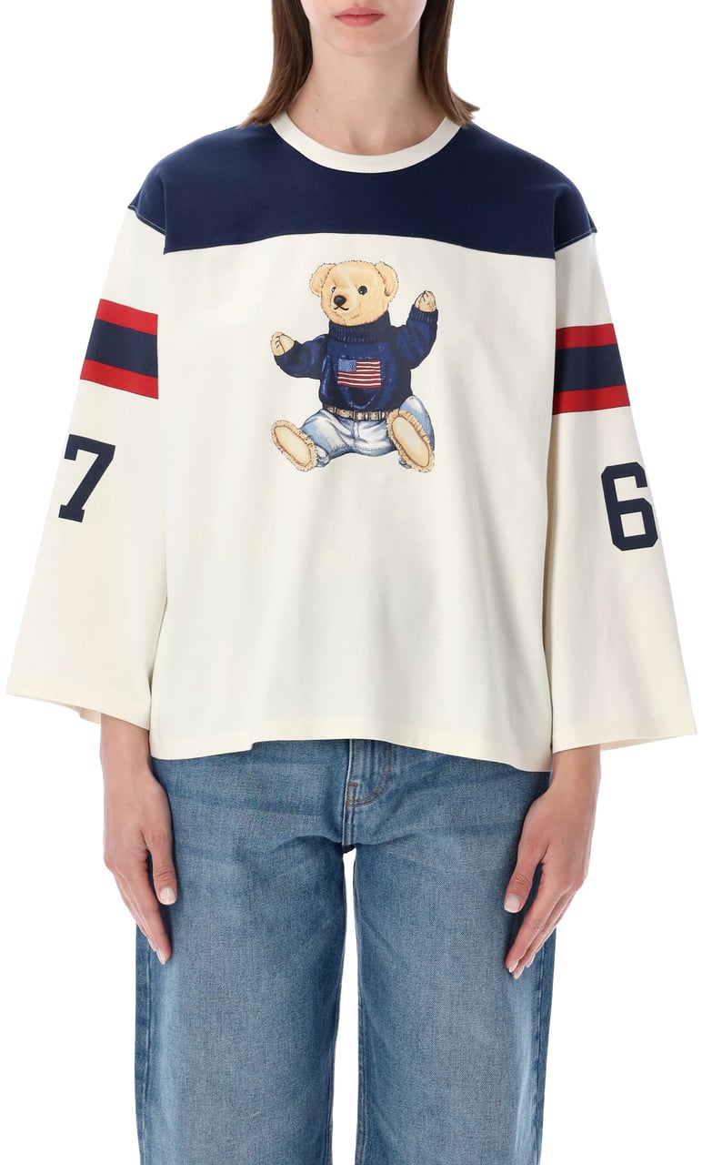Ralph Lauren Knit-T-Shirt Warm White/Newport Navy Wit