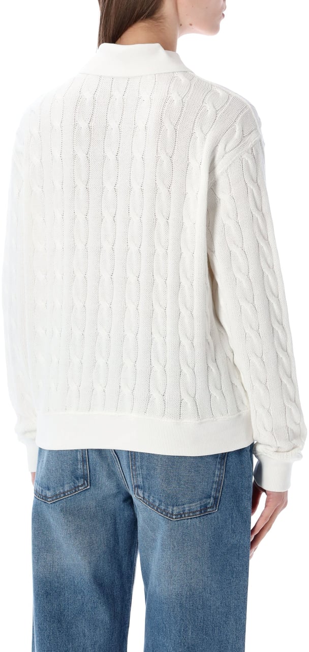 Ralph Lauren Crew Neck Knit + Polo Collar Bianco Wit