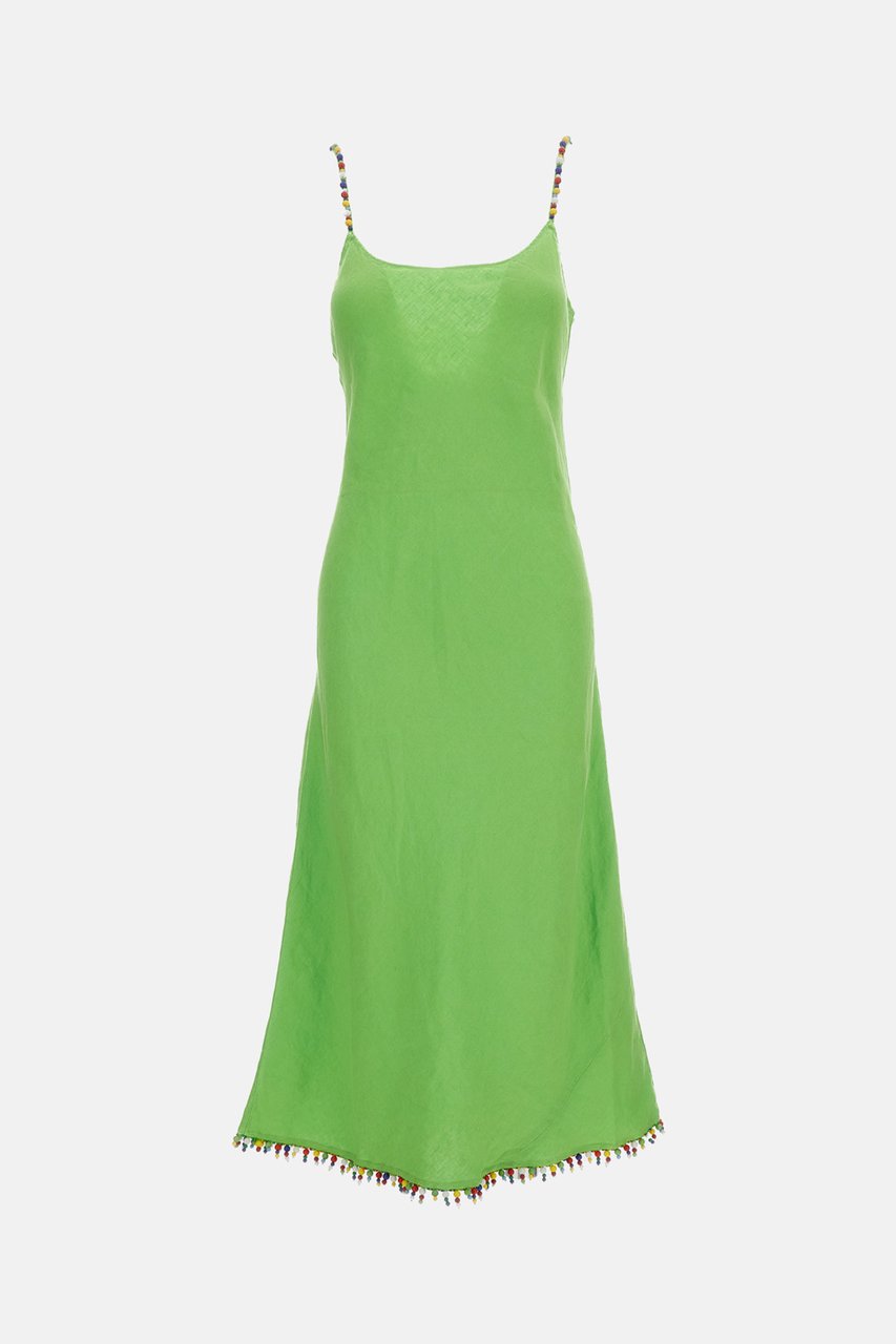 Ralph Lauren Woven Linen Slip Dress Groen