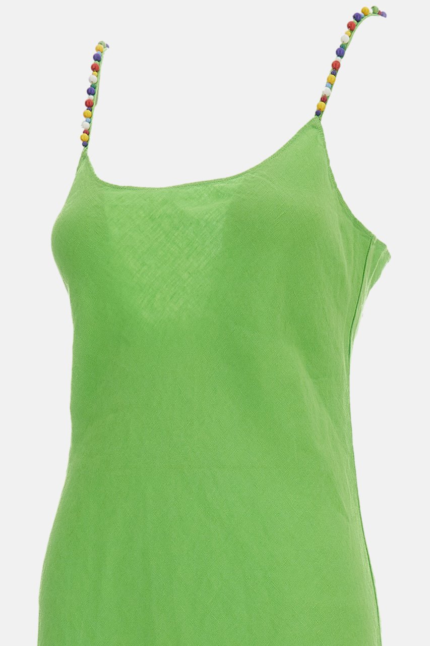 Ralph Lauren Woven Linen Slip Dress Groen