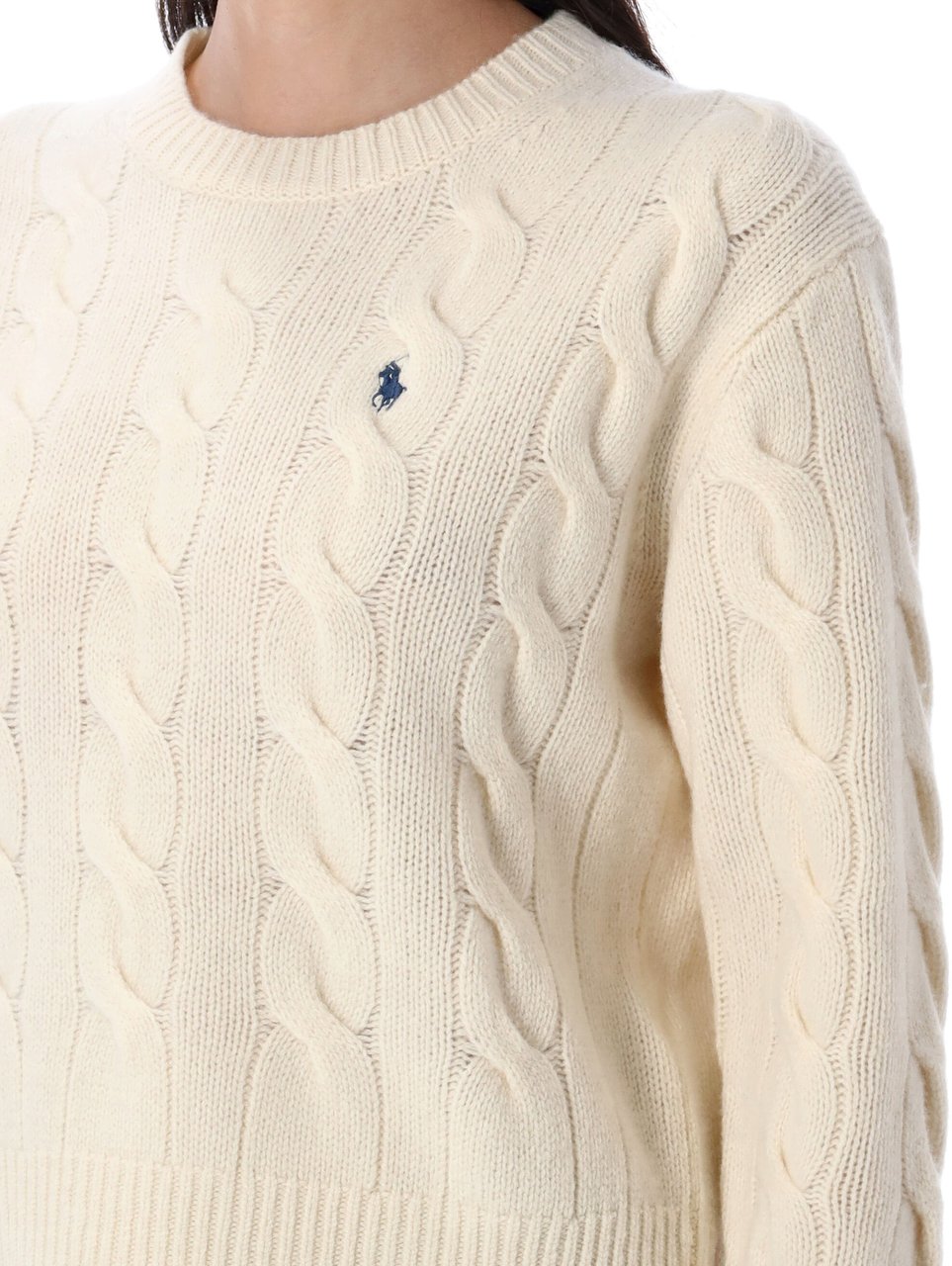 Ralph Lauren Crop Knit Cable Authentic Cream Beige