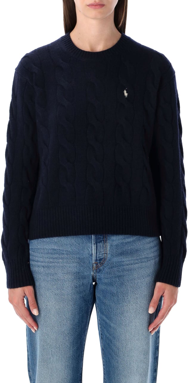 Ralph Lauren Crop Knit Cable Hunter Navy Blauw