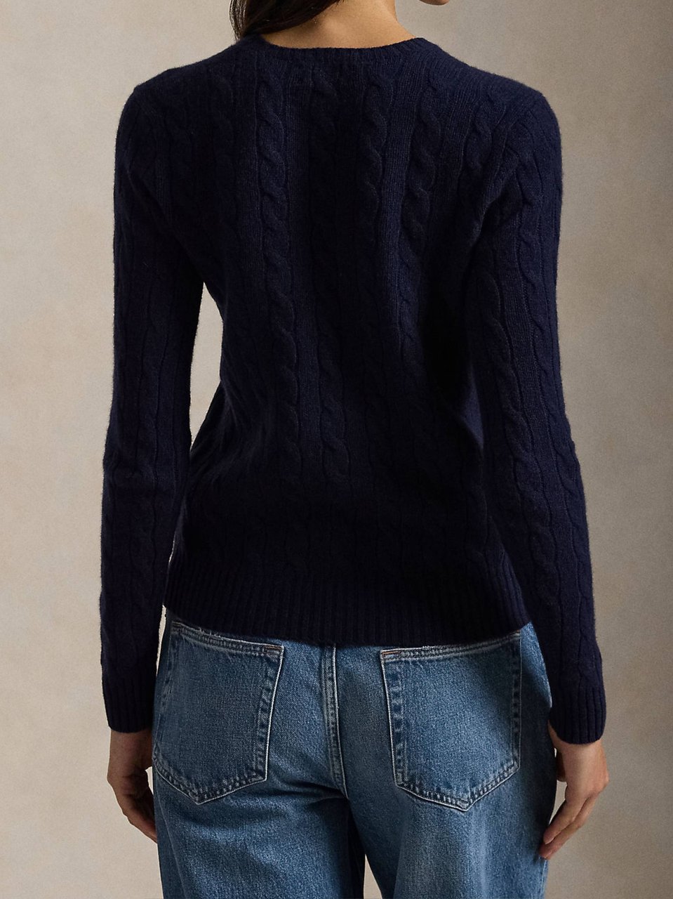 Ralph Lauren Cable Knit Crew Neck Sweater Pullover Zwart