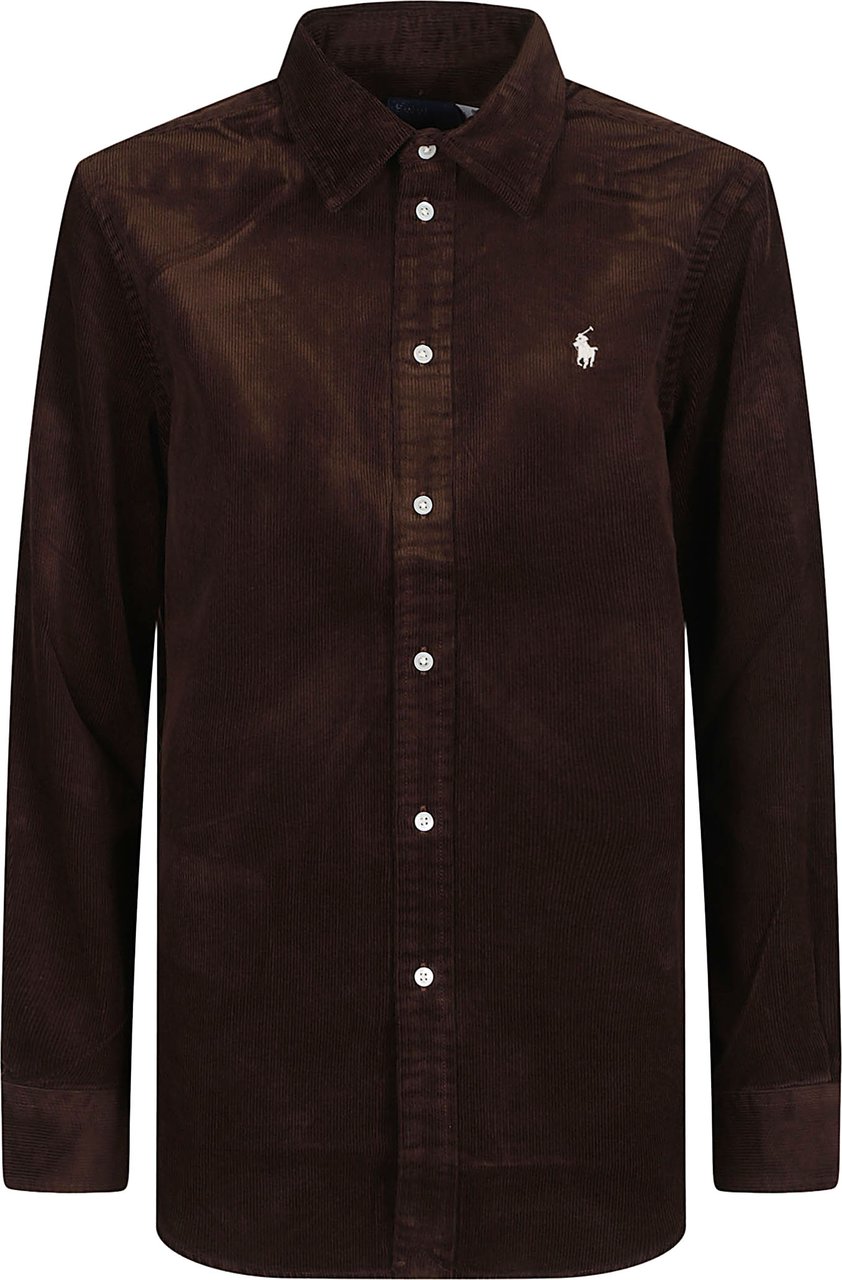 Ralph Lauren Long Sleeve Button Front Sport Shirt Brown Bruin