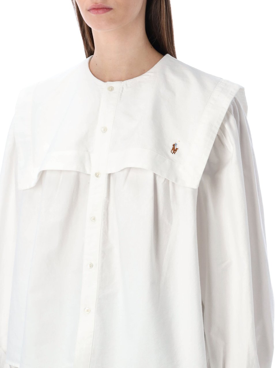 Ralph Lauren Shirt Big Collar Bianco Wit