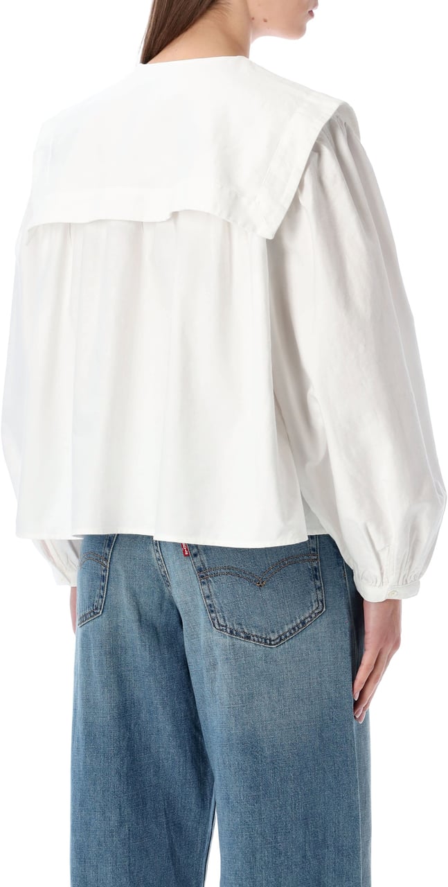 Ralph Lauren Shirt Big Collar Bianco Wit