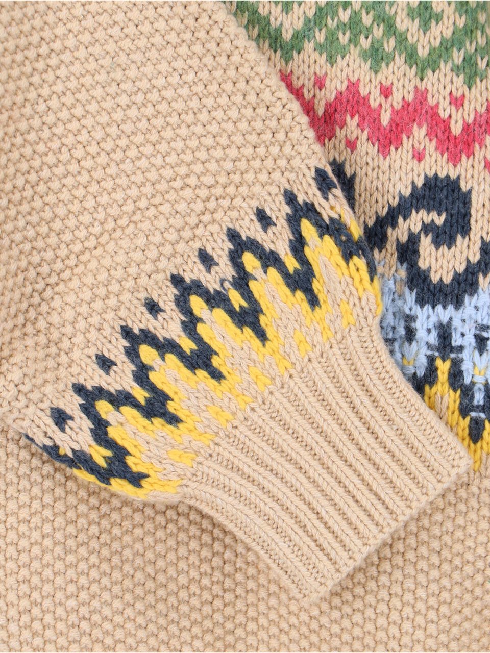 Ralph Lauren Beige Fair-Isle Lace-Up Sweater Neutraal