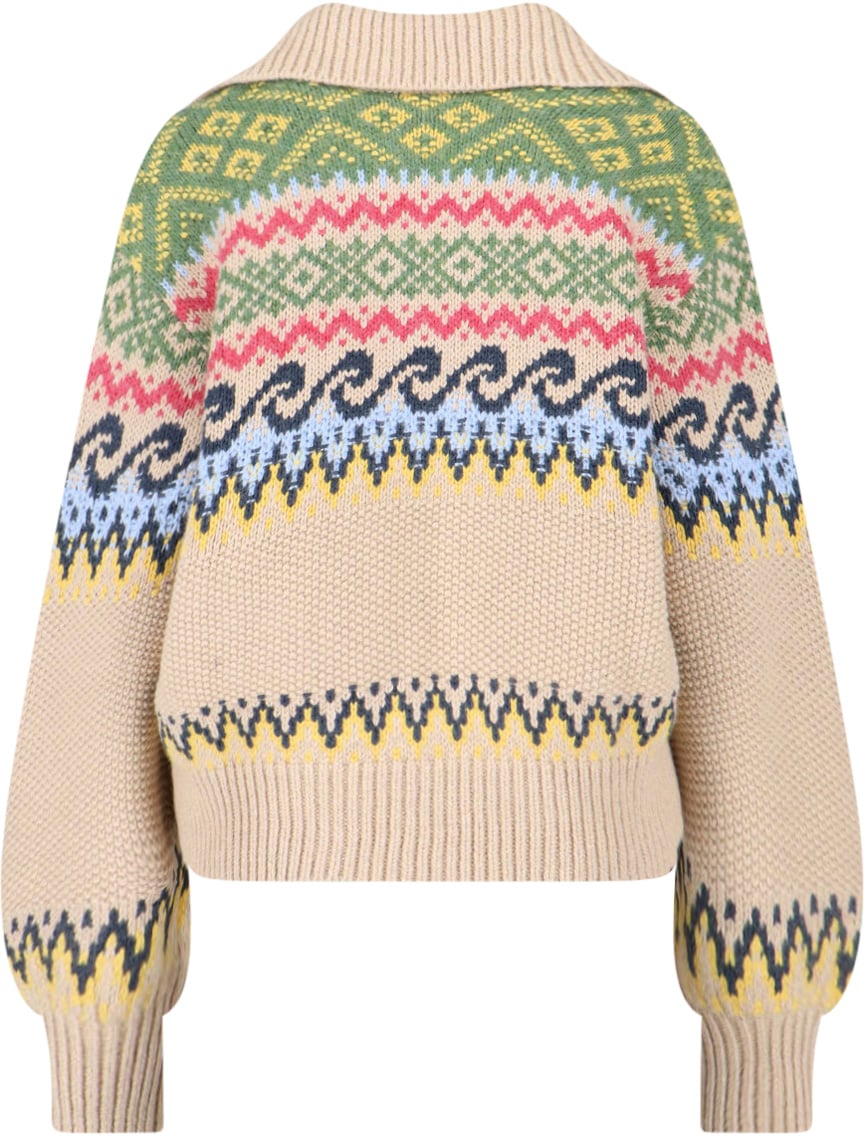 Ralph Lauren Beige Fair-Isle Lace-Up Sweater Neutraal