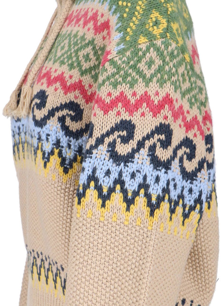 Ralph Lauren Beige Fair-Isle Lace-Up Sweater Neutraal