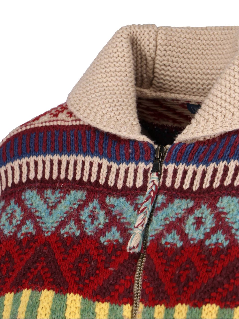 Ralph Lauren Multicolor Geometric Knit Zip Cardigan Rood
