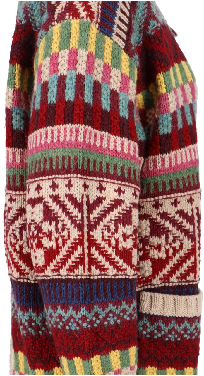 Ralph Lauren Multicolor Geometric Knit Zip Cardigan Rood