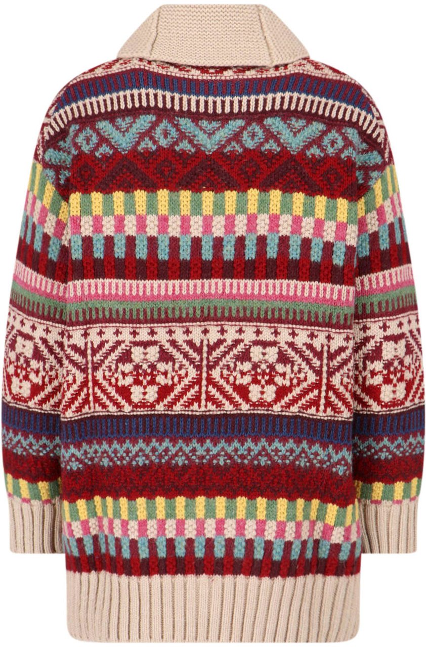 Ralph Lauren Multicolor Geometric Knit Zip Cardigan Rood