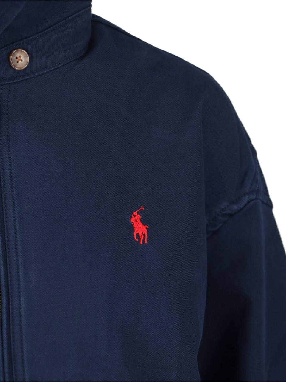 Ralph Lauren Blue Embroidered Cotton Zip Jacket Blauw