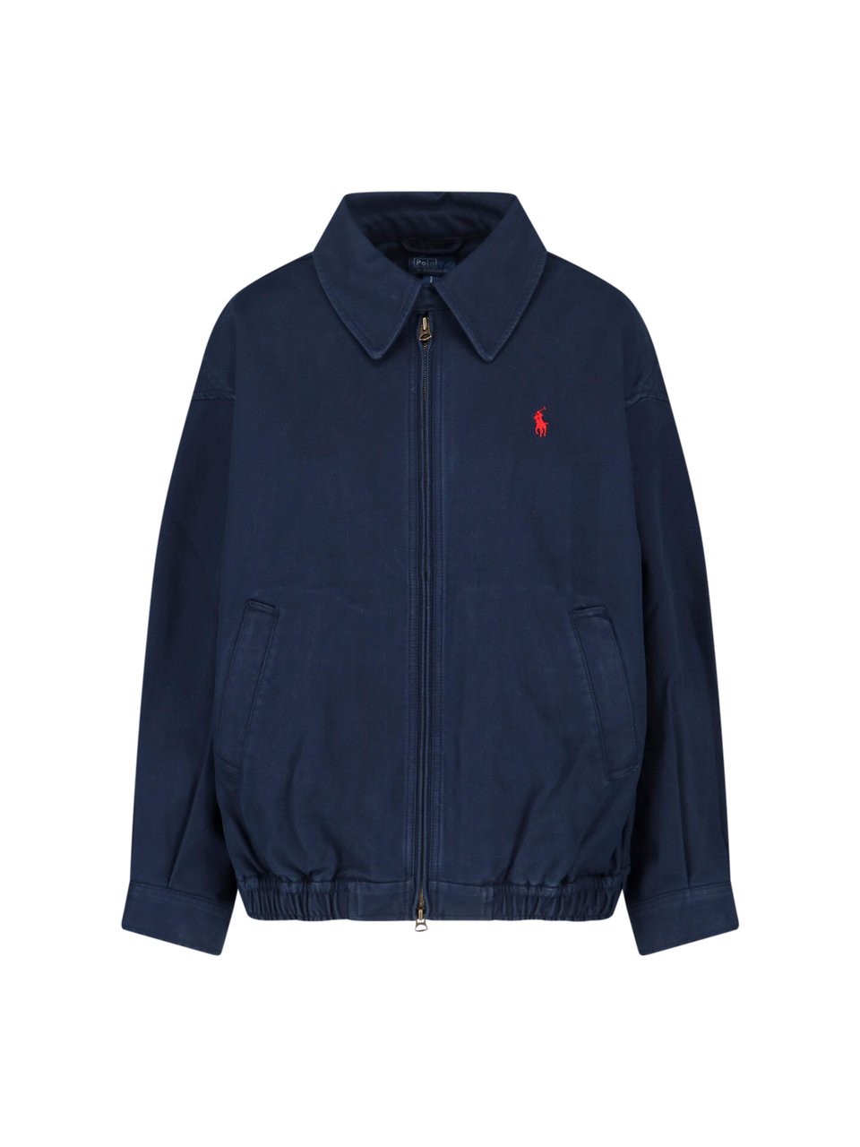 Ralph Lauren Blue Embroidered Cotton Zip Jacket Blauw