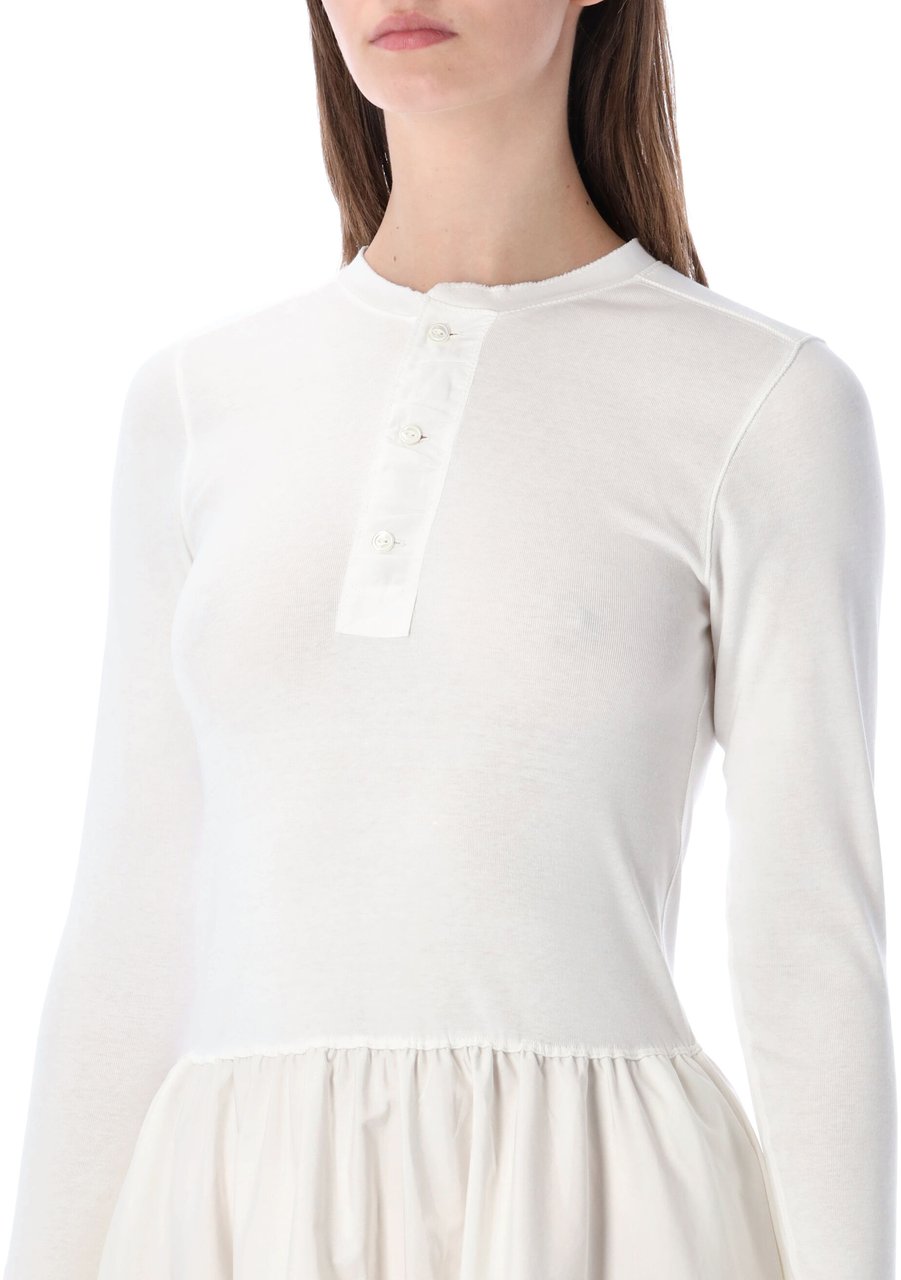 Ralph Lauren Long Dress Henley Top Nevis White Wit