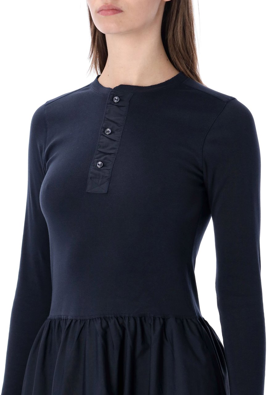 Ralph Lauren Long Dress Henley Top Aviator Navy Blauw