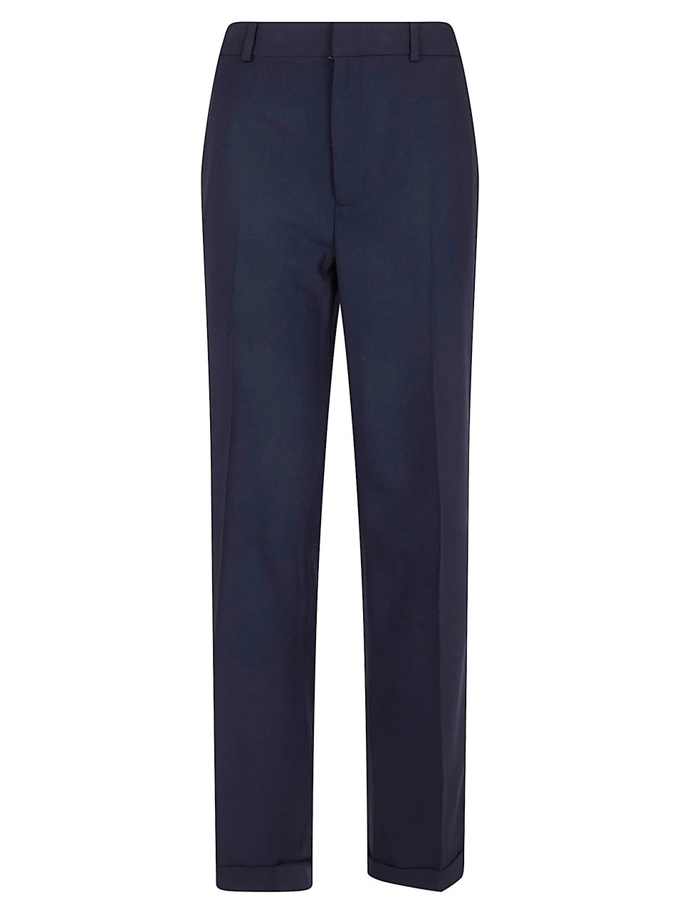 Ralph Lauren Wool Blend Straight Leg Trousers with Defined Pleats Blauw