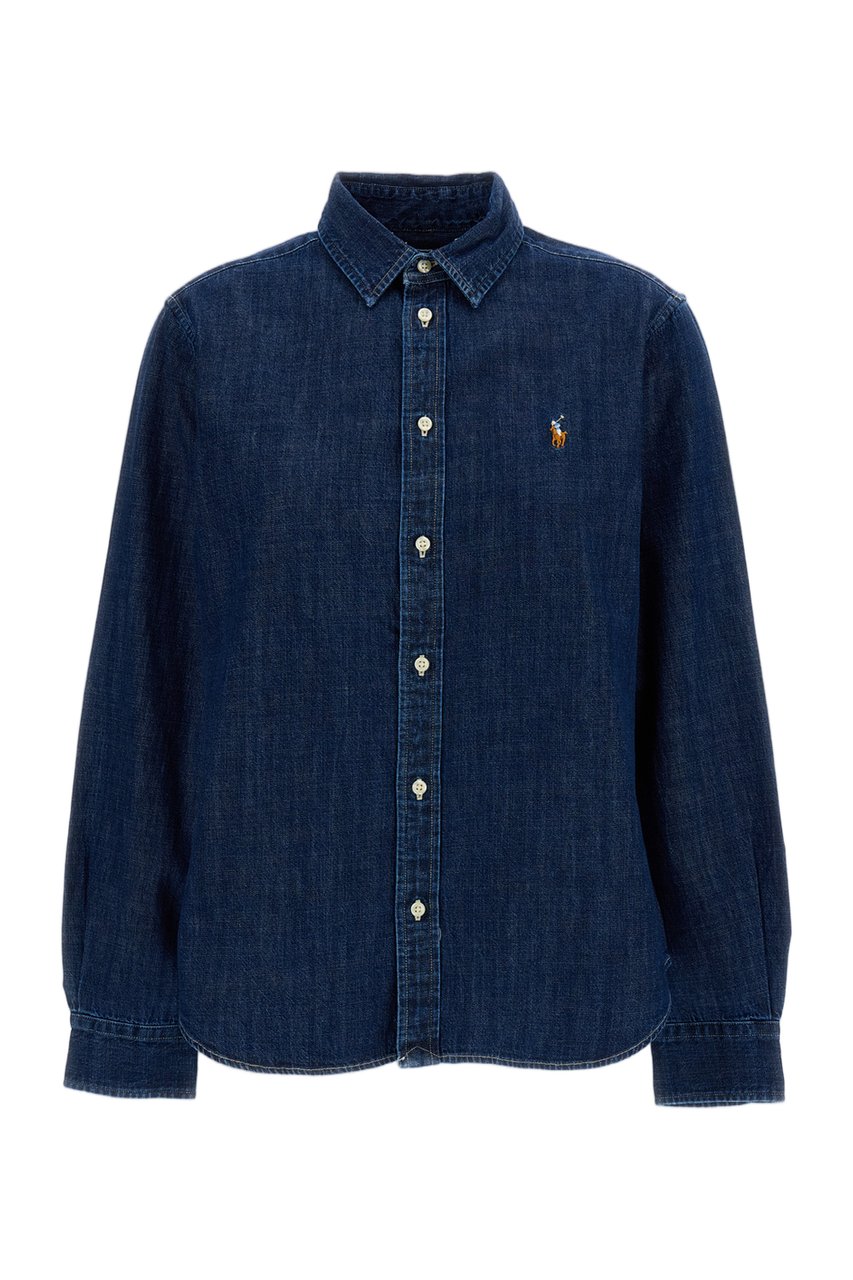 Ralph Lauren Blue Pony Logo Denim Shirt Blauw