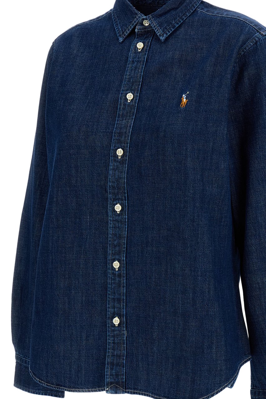 Ralph Lauren Blue Pony Logo Denim Shirt Blauw
