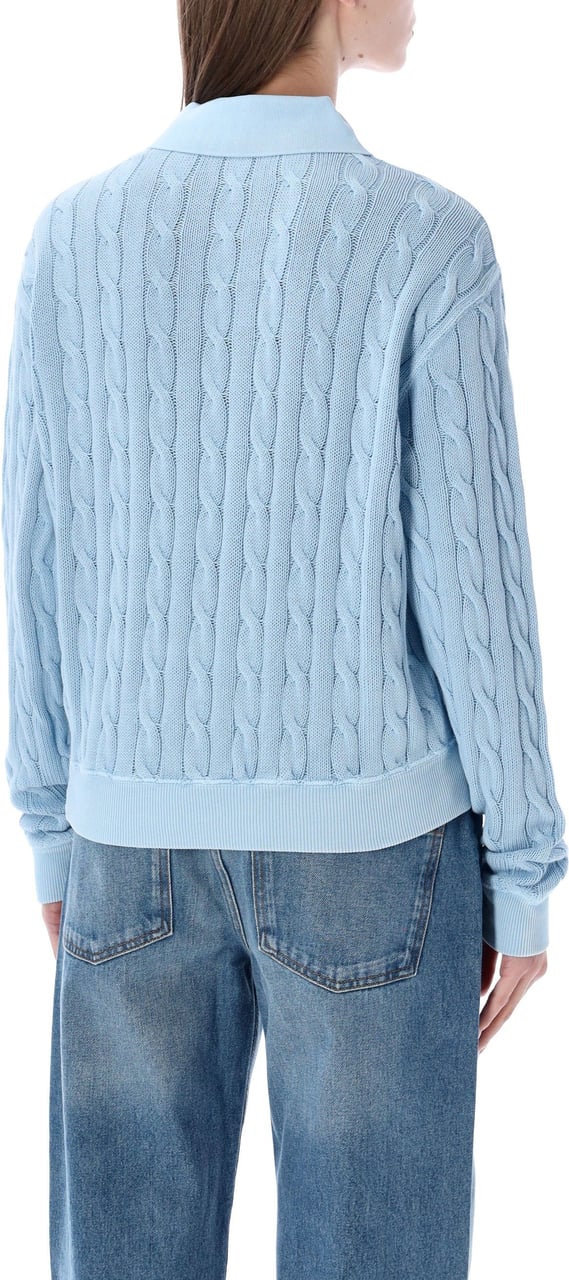 Ralph Lauren Crew Neck Knit + Polo Collar Chambary Blue Lichtblauw