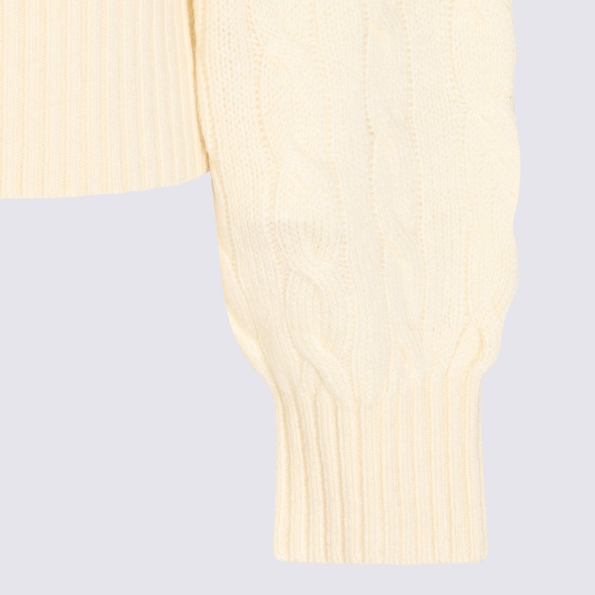 Ralph Lauren Textured Long-Sleeved Knit Top With Polo Collar And Button Placket Neutraal