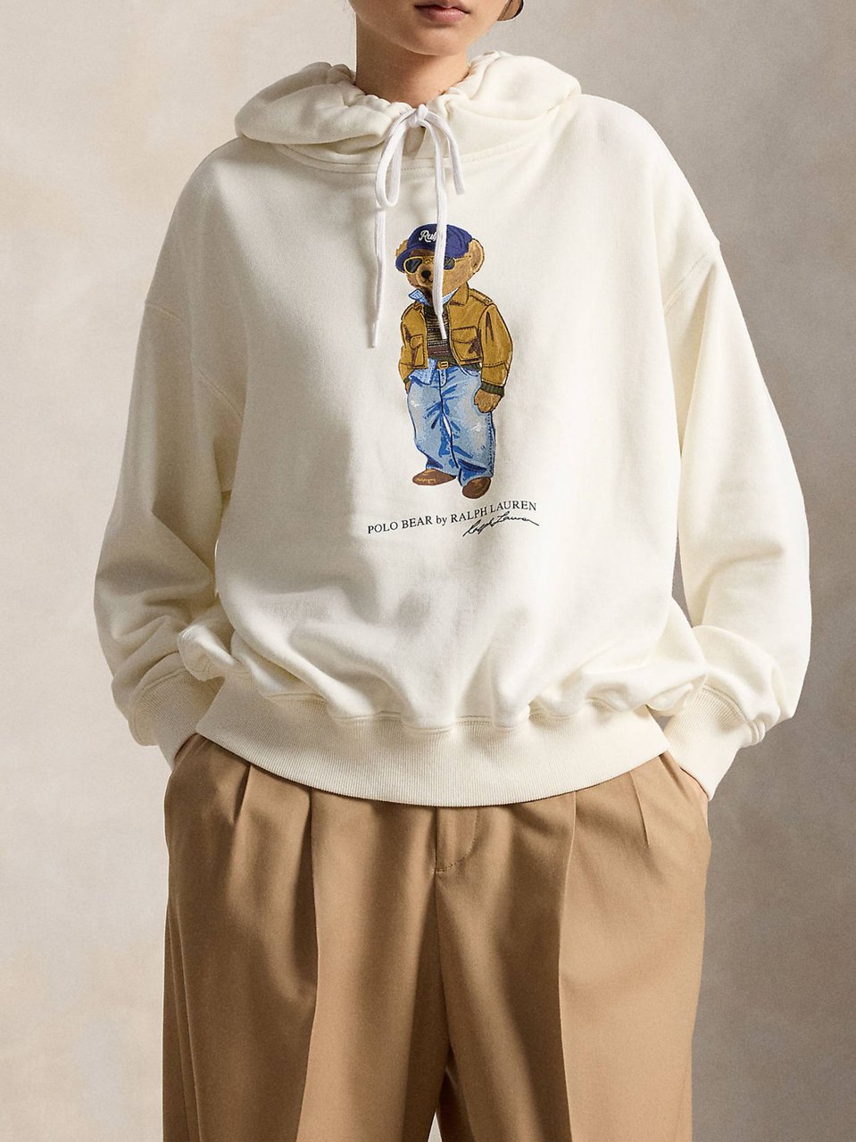 Ralph Lauren Cream Whimsical Bear Knit Sweatshirt Neutraal